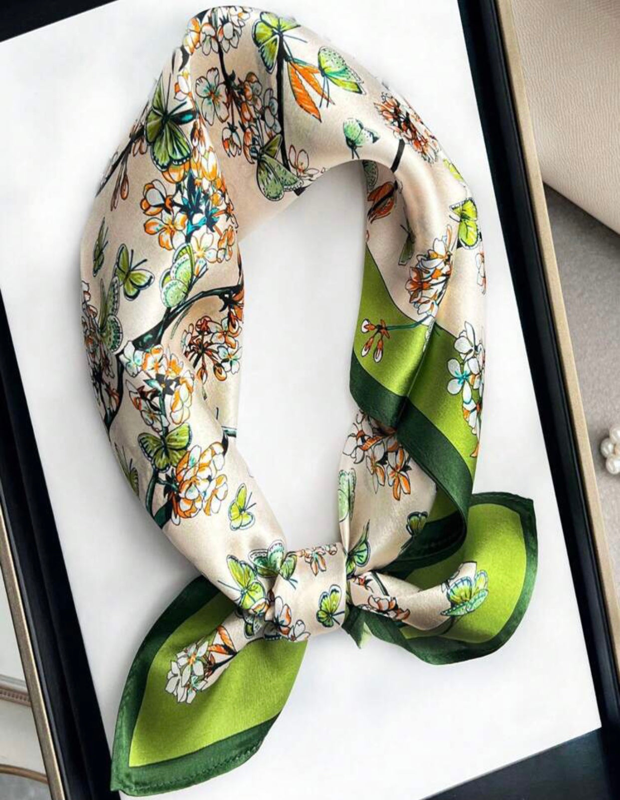 Green Floral Scarf