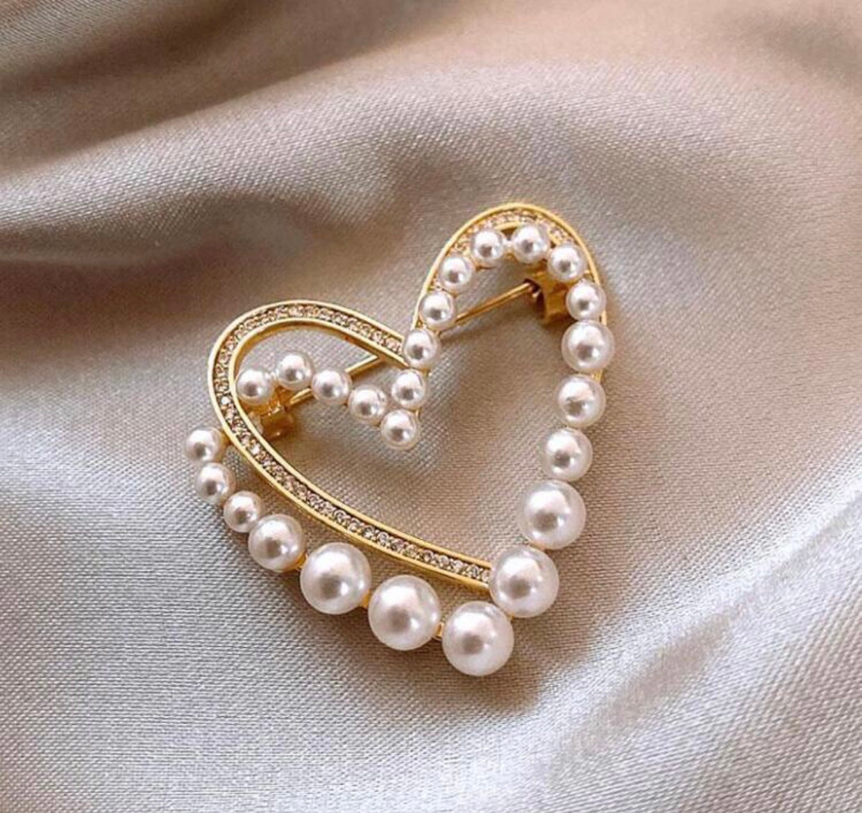 Pearl Heart Brooch