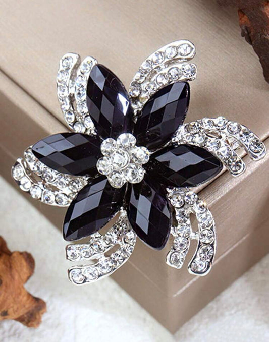 Black Flower Brooch