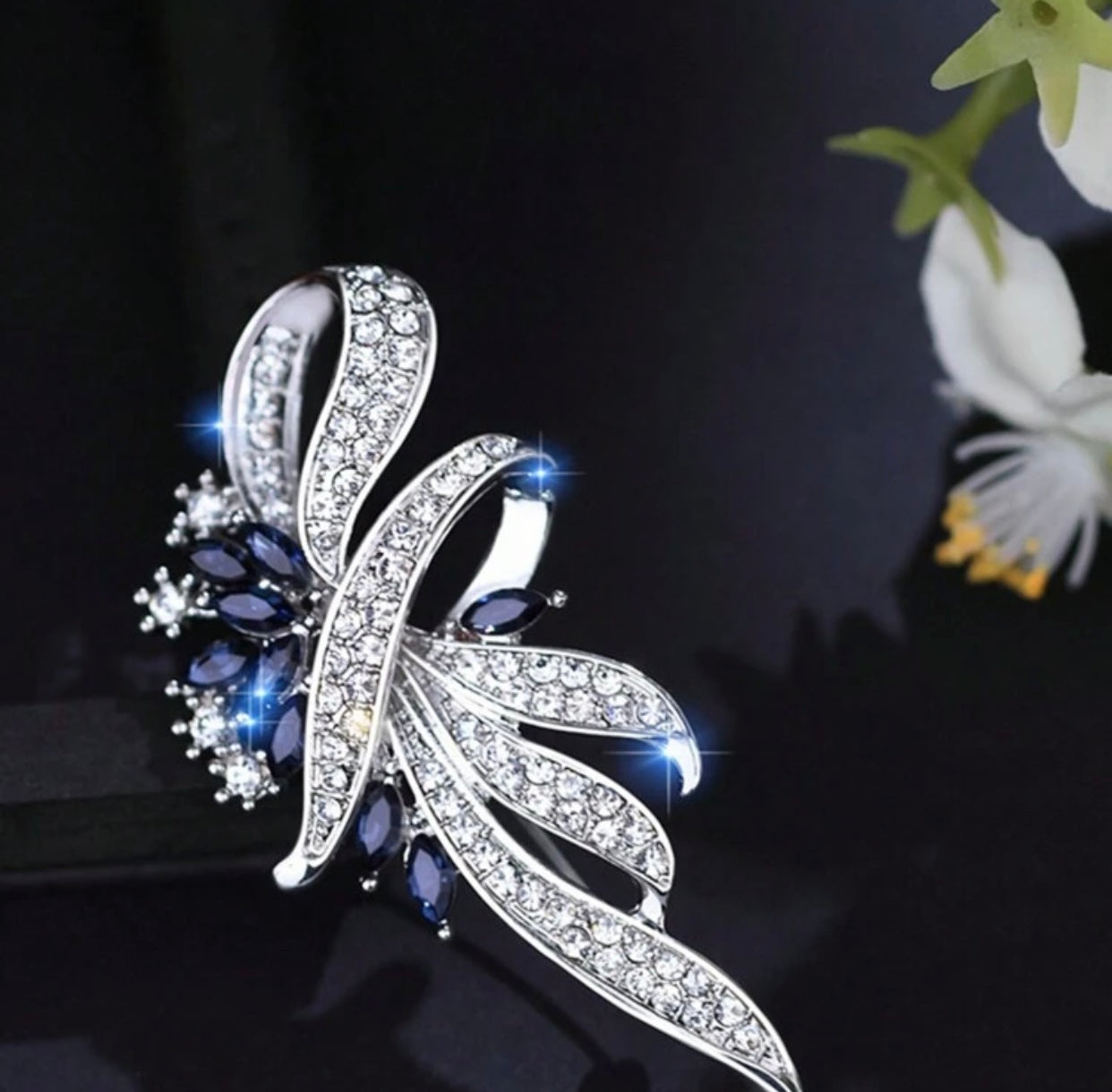 Luxury Blue Crystal Brooch