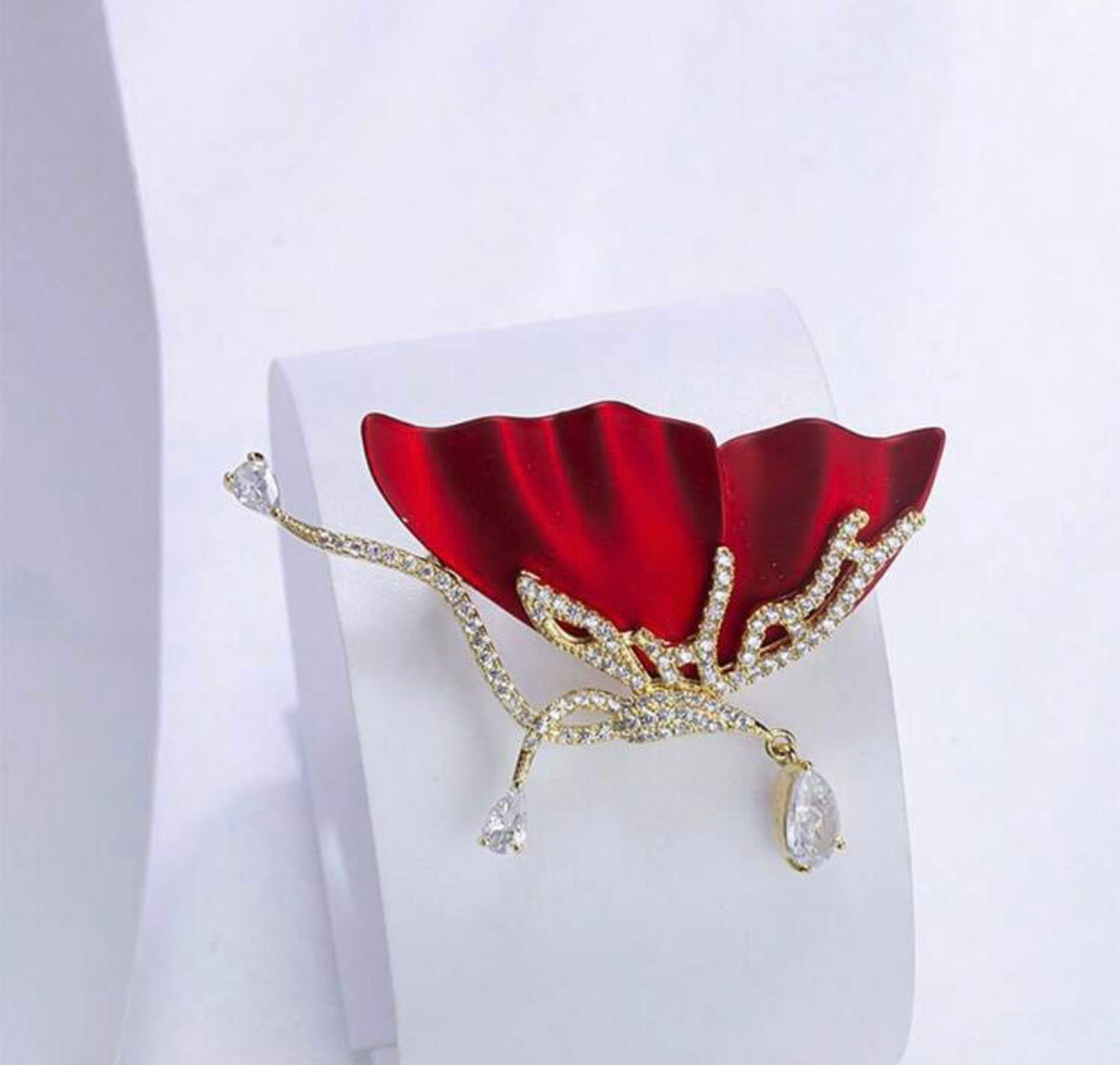 Elegant Red Butterfly Brooch