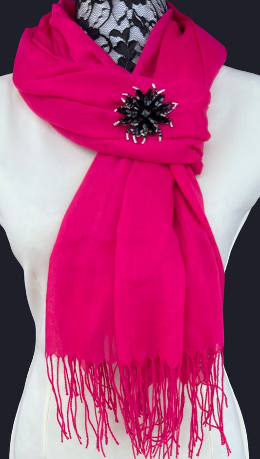 Hot Pink Fringed Scarf