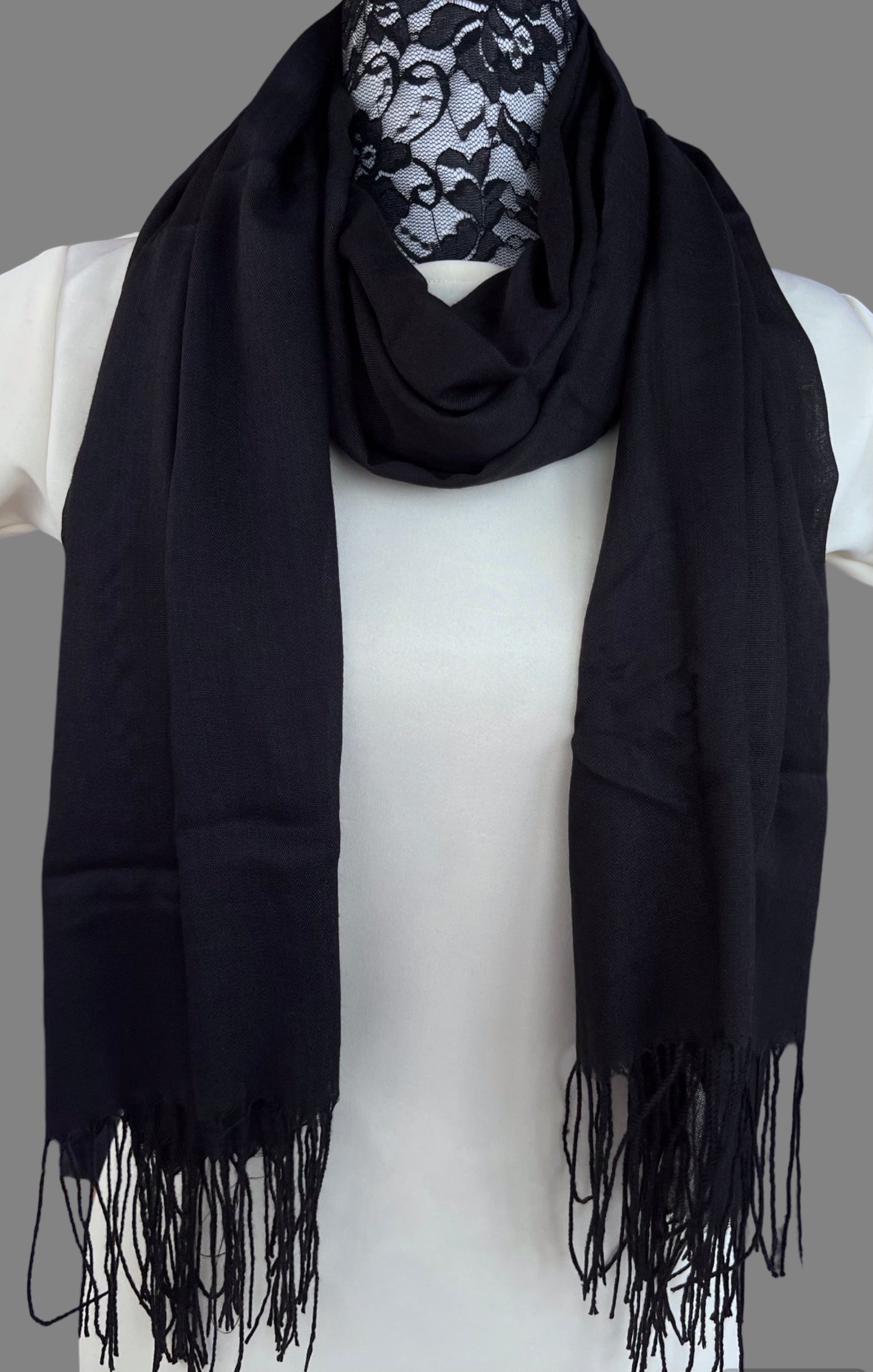 Black Fringed Scarf