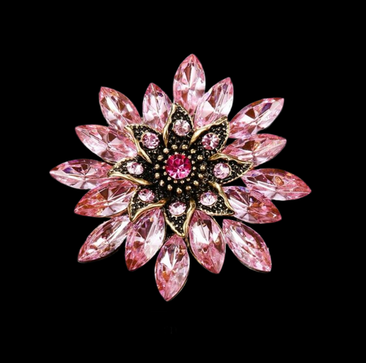 Pink Glass Flower Brooch