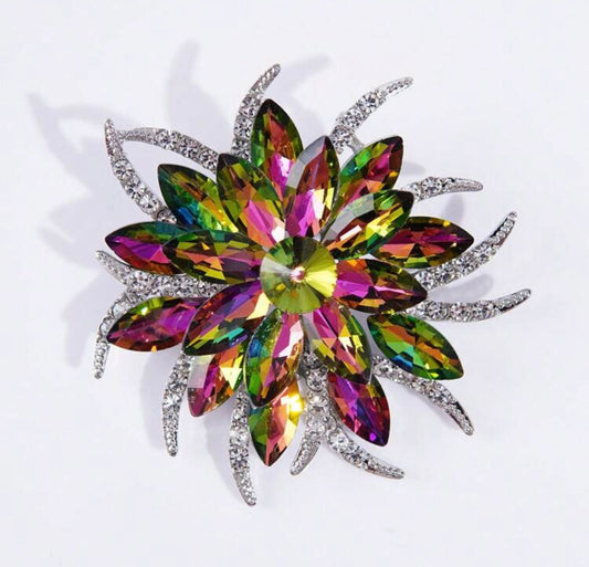 Colored Crystal Brooch