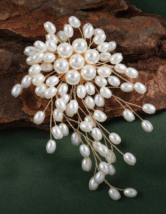 Elegant Pearl Brooch- White