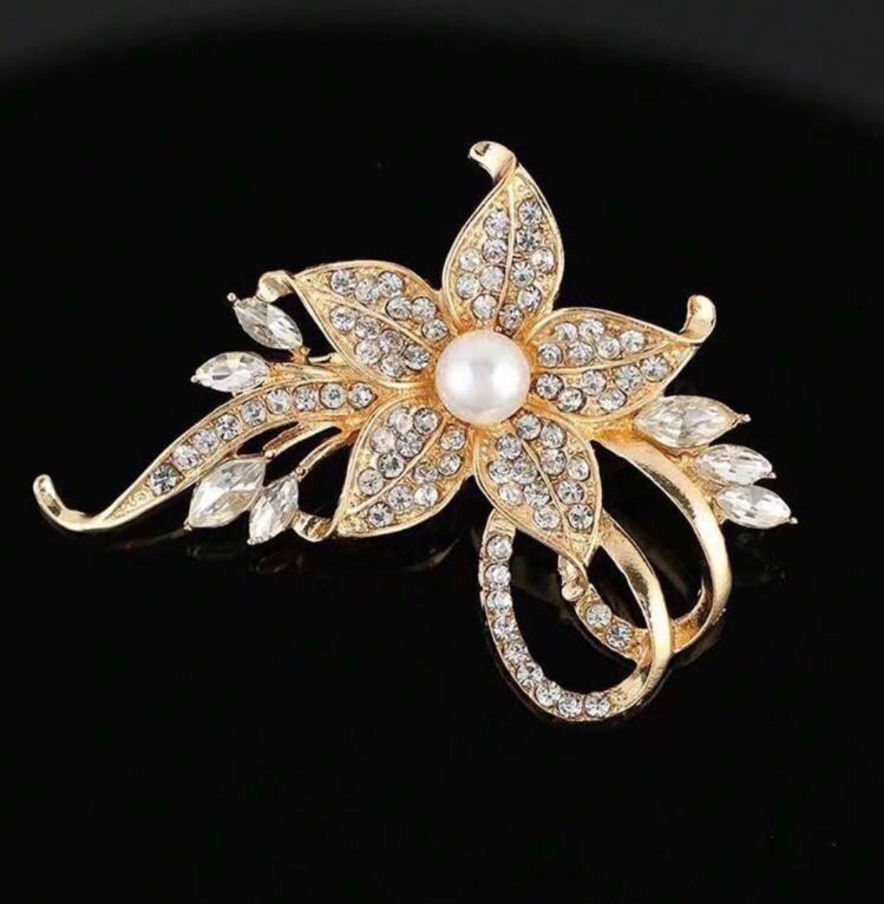 Gold Rhinestone Flower