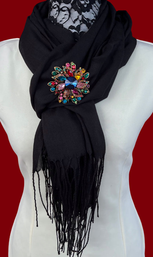 Black Fringed Scarf