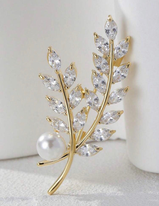 Crystal Leaves Brooch