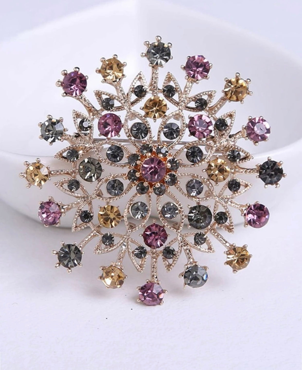 Sparkle Crystal Flower Brooch