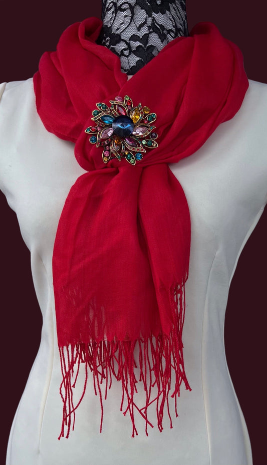 Red Fringed Scarf