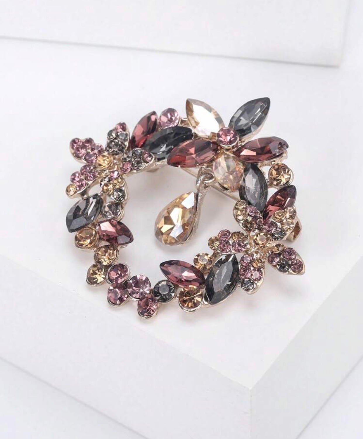 Purple Floral Drip Brooch