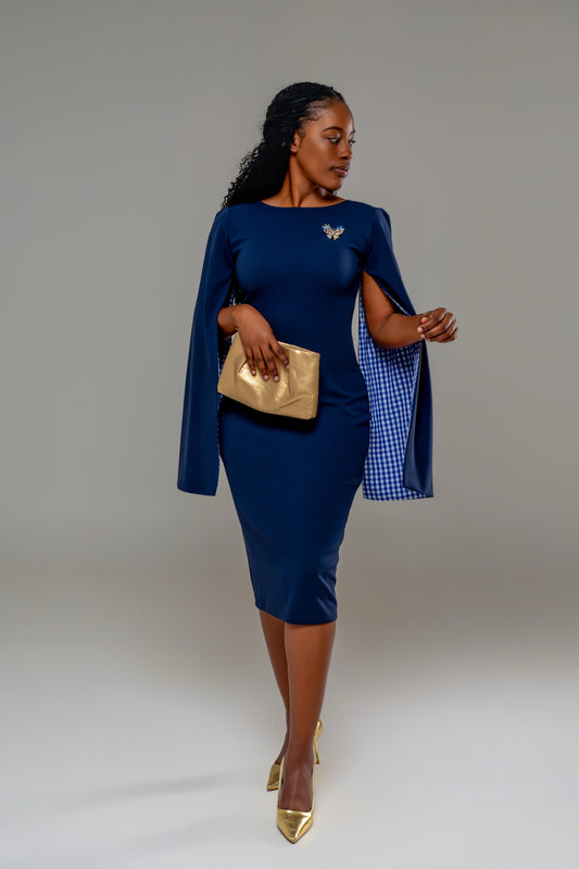 Teoana Cape-Sleeve Dress