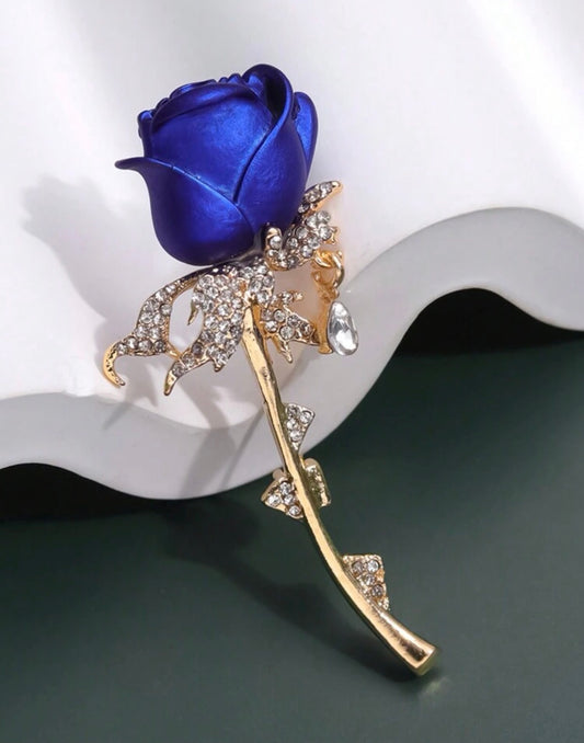 Blue Rose Brooch