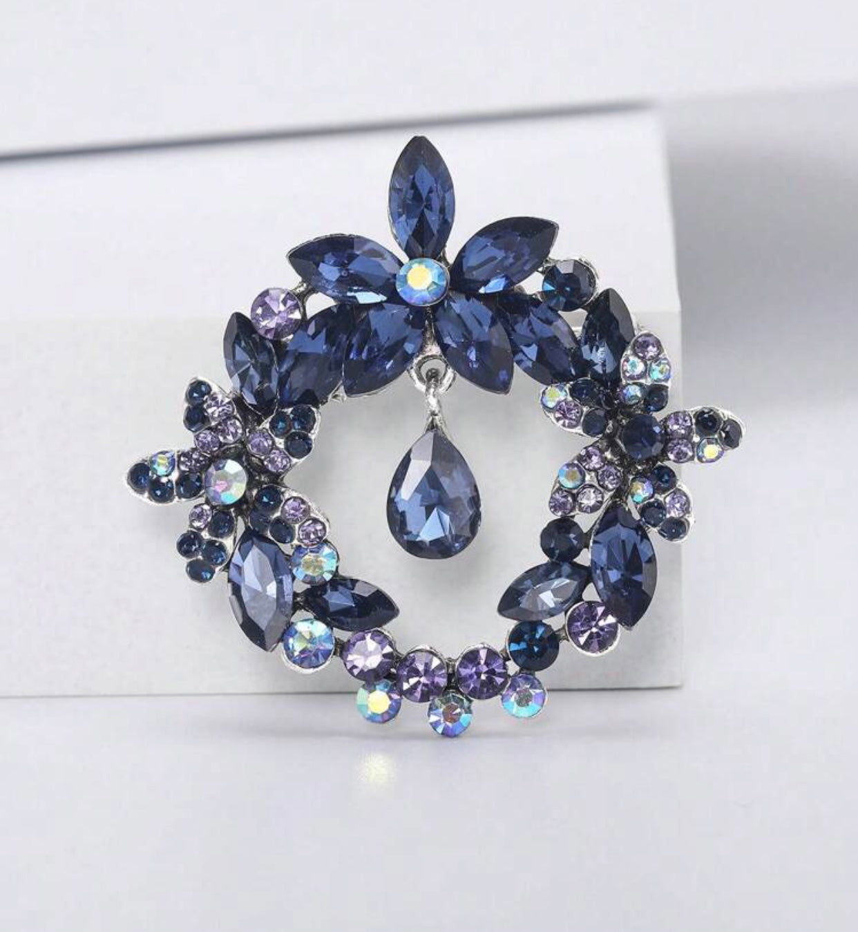 Blue Floral Drip Brooch