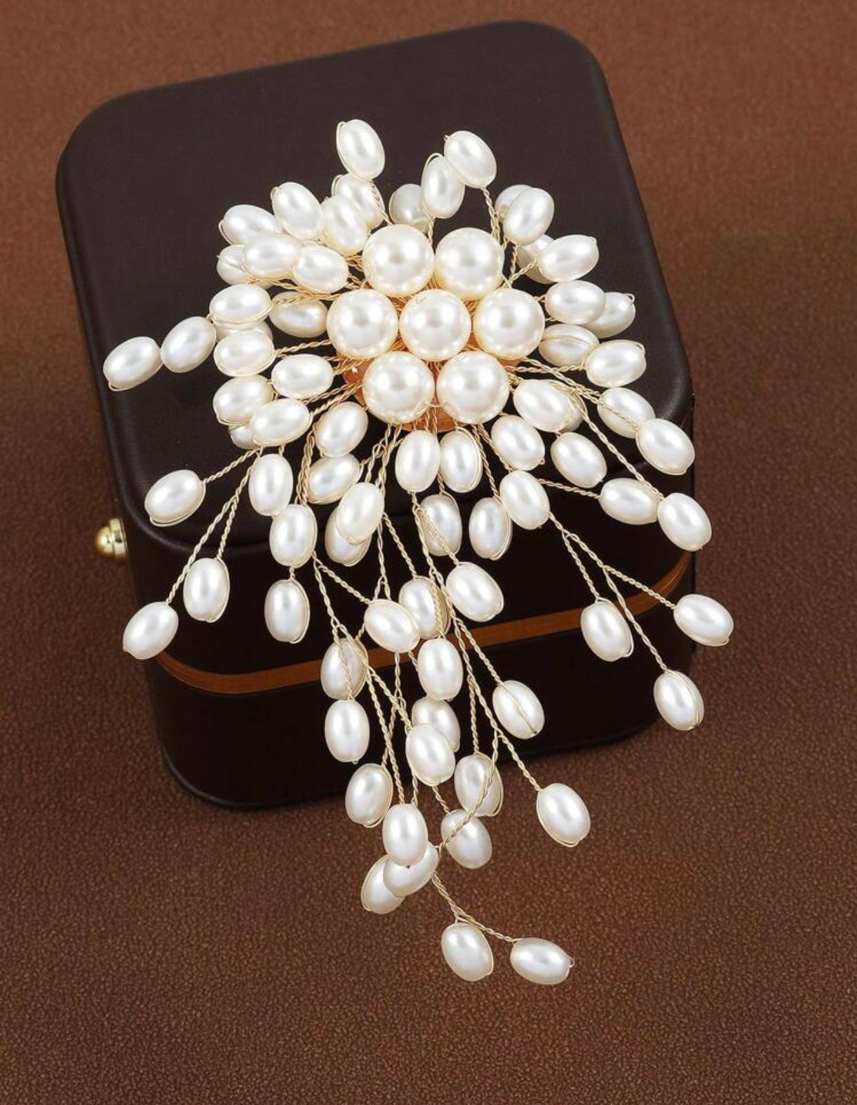 Elegant Pearl Brooch- White